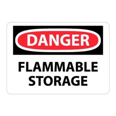 National Marker Co NMC OSHA Sign, Danger Flammable Storage, 10in X 14in, White/Red/Black D534PB